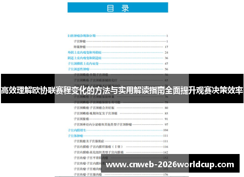 高效理解欧协联赛程变化的方法与实用解读指南全面提升观赛决策效率
